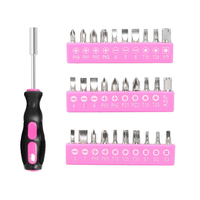 EXCITED WORK 89 Piece Pink Tool kit, Ladies Hand Tool Set with Easy Carrying Round Pouch Household Tool Kit Perfect for DIY, Home Maintenance and Dorm Repair - Image 4